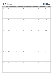 Modelo de calendário mensal vertical de 6 semanas com dias úteis ampliados, calendário para impressão voltado ao trabalho