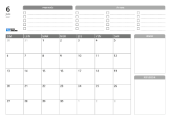 Priorités et À FAIRE en haut, calendrier mensuel 7 × 5 en bas à gauche et Revue et Réflexion en bas à droite – modèle de calendrier mensuel (horizontal)