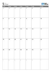 Calendario mensile verticale a 6 settimane con weekend ampliato e feriali ridotti