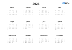 Plantilla de calendario anual centrada en notas con mini calendarios 4×3 y márgenes amplios (Horizontal)