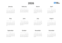 Note Friendly Yearly Calendar