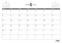 5-week landscape monthly calendar starting Monday with previous and next month preview and flexible margins
