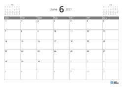5-week landscape monthly calendar starting Monday with previous and next month preview and flexible margins