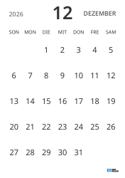 Monatskalender-Vorlage im Hochformat, mit Datumsanzeige für fokussierte Terminplanung in schlichtem Design