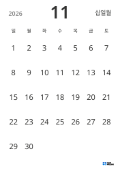 세로형 월간 달력 템플릿, 날짜만 표시해 일정 관리에 집중할 수 있는 심플한 디자인