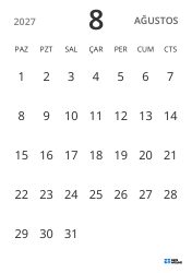 dikey aylık takvim şablonu, yalnızca tarihleri göstererek sade tasarımla planlamaya odaklanmayı sağlar