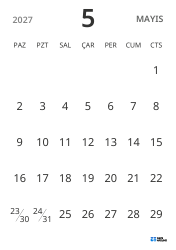 dikey aylık takvim şablonu, yalnızca tarihleri göstererek sade tasarımla planlamaya odaklanmayı sağlar