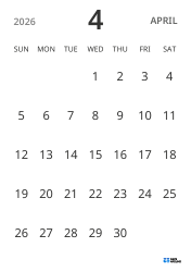 portrait monthly calendar template, showing only dates to help you focus on schedule planning with a simple design