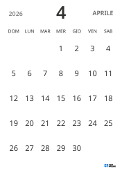modello di calendario mensile in verticale, con solo le date per concentrarsi sulla pianificazione con un design semplice