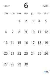 modèle de calendrier mensuel en format portrait, affichant uniquement les dates pour se concentrer sur la planification avec un design épuré