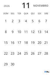 modelo de calendário mensal em retrato, exibindo apenas as datas para focar no planejamento com design simples