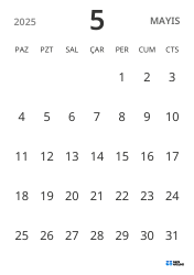 dikey aylık takvim şablonu, yalnızca tarihleri göstererek sade tasarımla planlamaya odaklanmayı sağlar