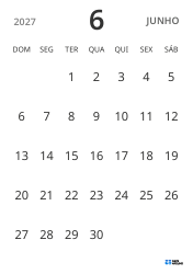 modelo de calendário mensal em retrato, exibindo apenas as datas para focar no planejamento com design simples