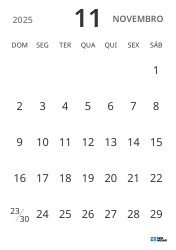 modelo de calendário mensal em retrato, exibindo apenas as datas para focar no planejamento com design simples