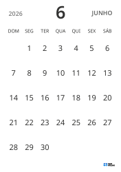 modelo de calendário mensal em retrato, exibindo apenas as datas para focar no planejamento com design simples