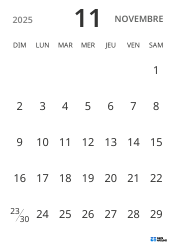 modèle de calendrier mensuel en format portrait, affichant uniquement les dates pour se concentrer sur la planification avec un design épuré