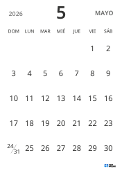 plantilla de calendario mensual en formato vertical, con solo fechas para centrarse en la planificación con un diseño sencillo
