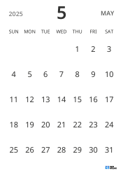 portrait monthly calendar template, showing only dates to help you focus on schedule planning with a simple design