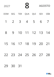 modelo de calendário mensal em retrato, exibindo apenas as datas para focar no planejamento com design simples