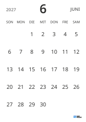 Monatskalender-Vorlage im Hochformat, mit Datumsanzeige für fokussierte Terminplanung in schlichtem Design