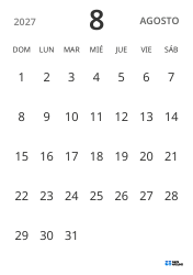 plantilla de calendario mensual en formato vertical, con solo fechas para centrarse en la planificación con un diseño sencillo