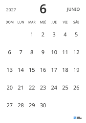 plantilla de calendario mensual en formato vertical, con solo fechas para centrarse en la planificación con un diseño sencillo