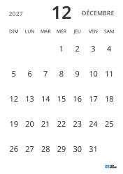 modèle de calendrier mensuel en format portrait, affichant uniquement les dates pour se concentrer sur la planification avec un design épuré