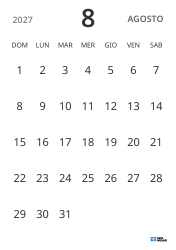 modello di calendario mensile in verticale, con solo le date per concentrarsi sulla pianificazione con un design semplice