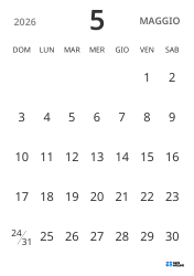 modello di calendario mensile in verticale, con solo le date per concentrarsi sulla pianificazione con un design semplice