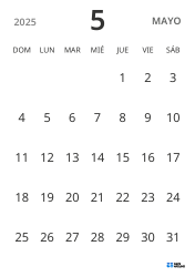 plantilla de calendario mensual en formato vertical, con solo fechas para centrarse en la planificación con un diseño sencillo