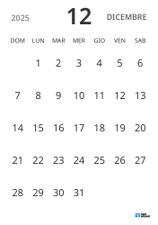 modello di calendario mensile in verticale, con solo le date per concentrarsi sulla pianificazione con un design semplice
