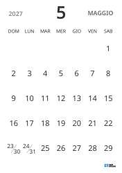 modello di calendario mensile in verticale, con solo le date per concentrarsi sulla pianificazione con un design semplice