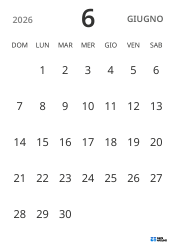 modello di calendario mensile in verticale, con solo le date per concentrarsi sulla pianificazione con un design semplice