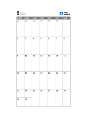 Plantilla de calendario mensual de 5 semanas con área de calendario compacta y amplio espacio para notas (vertical)