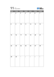 Modèle de calendrier mensuel sur 5 semaines avec zone de calendrier fine et large espace pour les notes (vertical)