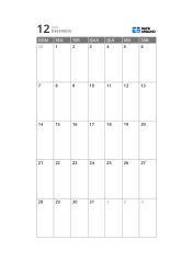 Modelo de calendário mensal de 5 semanas com área de calendário compacta e amplo espaço para anotações (vertical)