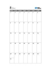 Plantilla de calendario mensual de 5 semanas con área de calendario compacta y amplio espacio para notas (vertical)