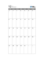 Plantilla de calendario mensual de 5 semanas con área de calendario compacta y amplio espacio para notas (vertical)