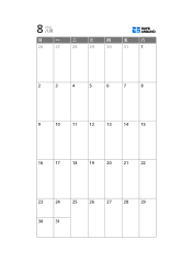 采用纤细日历区与宽阔笔记区设计，便于整理的5周月历模板（纵向）