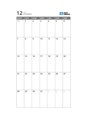 Modello di calendario mensile a 5 settimane con area calendario compatta e ampio spazio per le note (verticale)