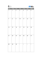 5-Wochen-Monatskalender mit schlankem Kalenderbereich und großzügigem Notizfeld (Hochformat)