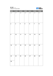 Modèle de calendrier mensuel sur 5 semaines avec zone de calendrier fine et large espace pour les notes (vertical)