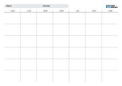 Modèle de calendrier mensuel sans dates au format paysage avec choix du début le dimanche ou le lundi et disposition sur 5 ou 6 semaines pour organiser clairement le travail ou les études