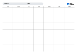 Undatierte Monatskalender-Vorlage im Landscape-Format mit wählbarem Sonntag- oder Montagstart sowie 5- oder 6-Wochen-Layout zur übersichtlichen Organisation von Arbeits- und Lernplänen