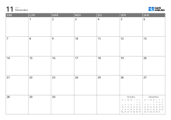 Calendrier mensuel 7 × 5 avec mini-calendriers du mois précédent et suivant dans les espaces libres – modèle (Horizontal).