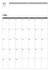 顶部为宽阔的无线笔记区，底部为 7×5 格式的月度日历的纵向月度日历模板.