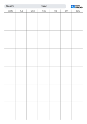 Undated monthly calendar template in portrait layout with selectable Sunday or Monday start and flexible 5-week or 6-week layouts, ideal for organizing work schedules or study plans at a glance