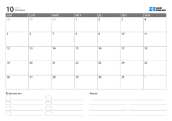 modèle de calendrier mensuel en paysage avec liste d’événements et zone de notes