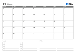 modello di calendario mensile orizzontale con elenco eventi e area note