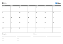Monatskalender im querformat mit Ereignisliste und Notizbereich